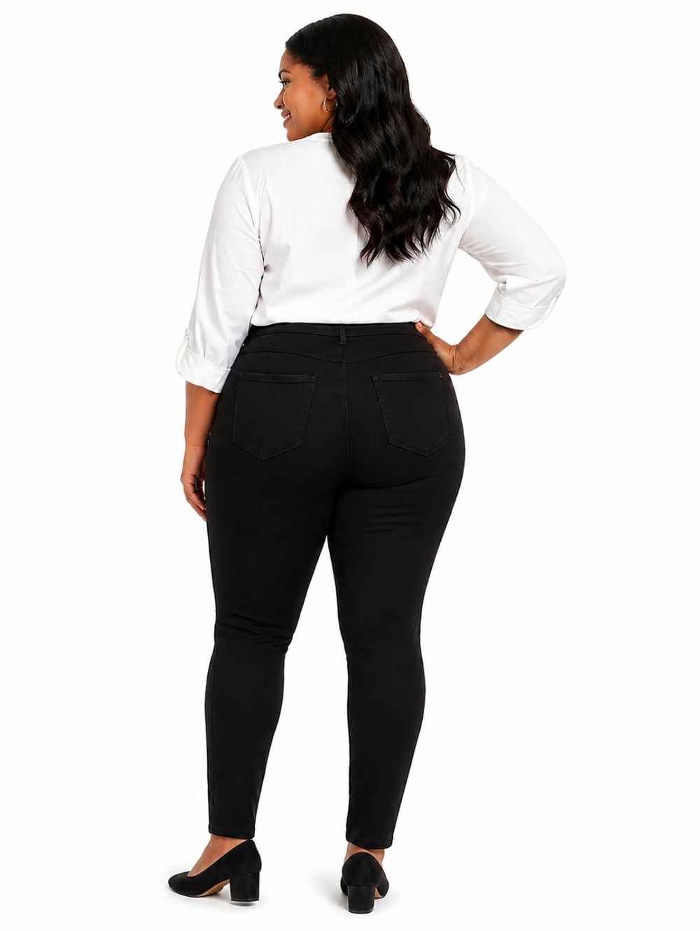 Plus-Size Slim Fit Skinny Leg Pull on Jean Size 24W Short Length/ Petite - Picture 2 of 4